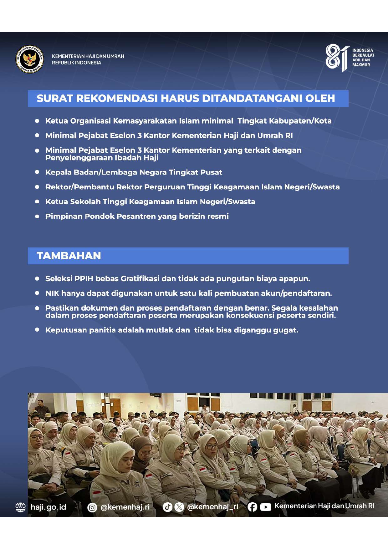 SYARAT REKOMENDASI PETUGAS HAJI 2027